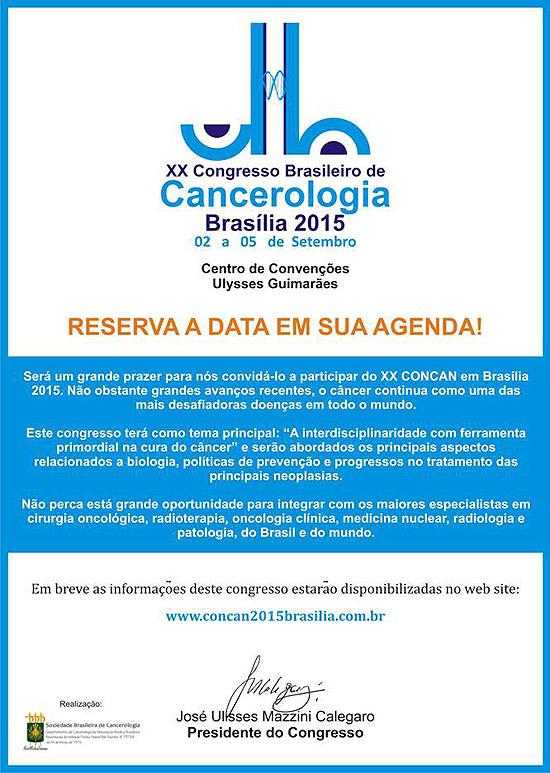 XX CONGRESSO BRASILEIRO DE CANCEROLOGIA